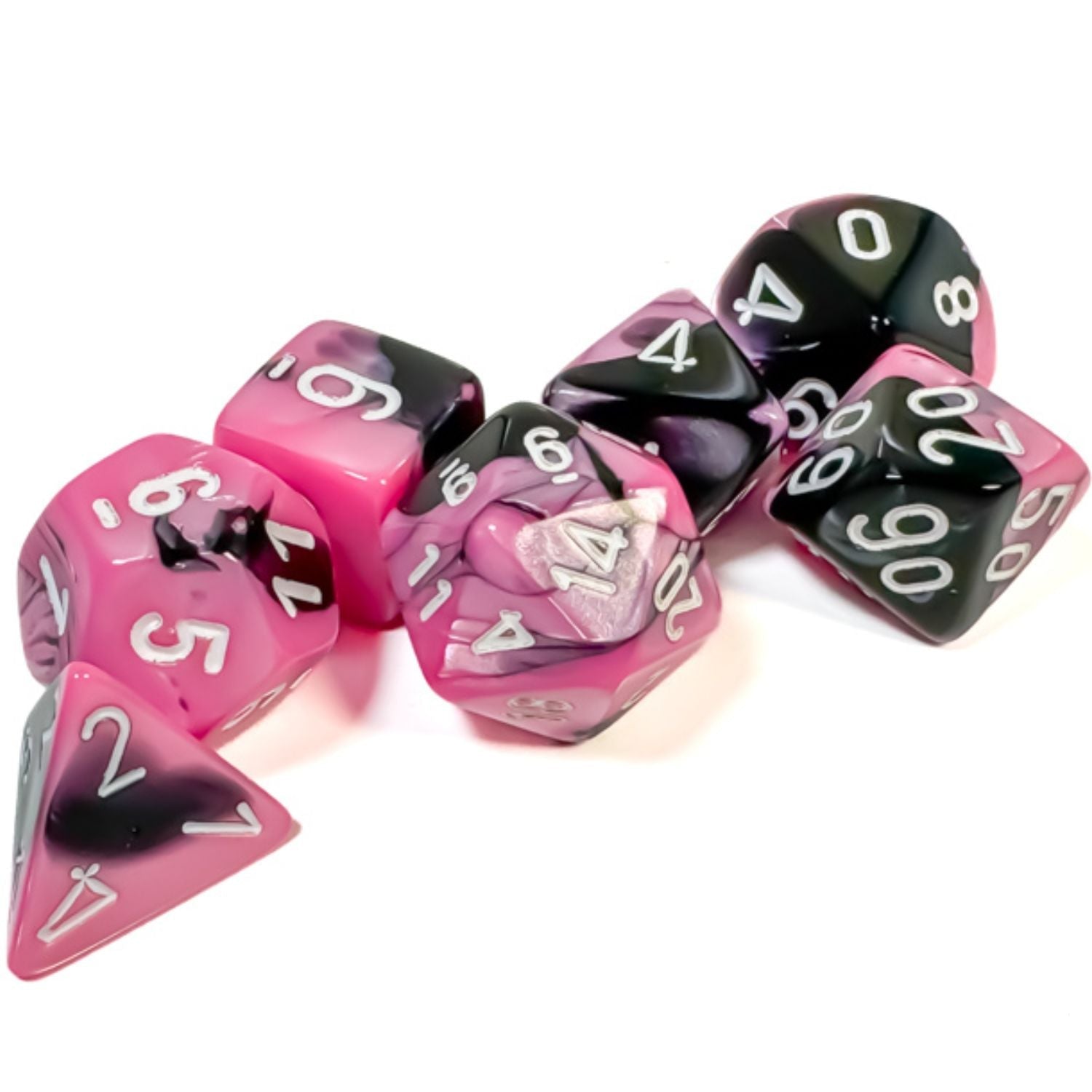 Chessex Gemini® Black-Pink/White Polyhedral 7-Die Set - Chessex - 1