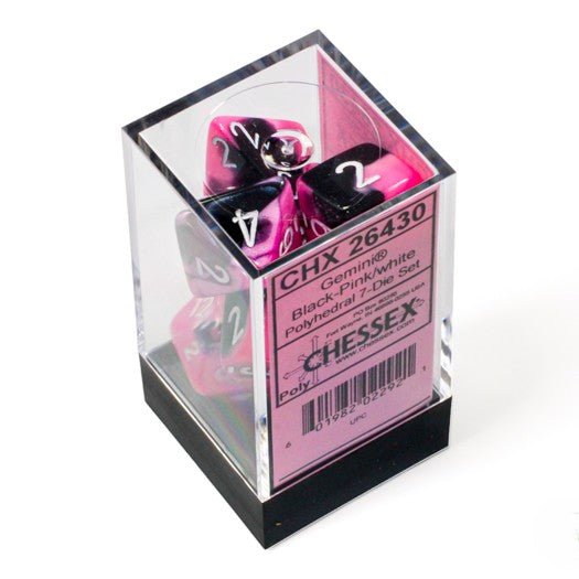 Chessex Gemini® Black-Pink/White Polyhedral 7-Die Set - Chessex - 2