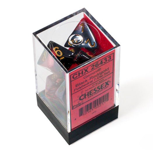 Chessex Gemini® Polyhedral Dice, Black-Red/Gold (7-Die Set) - Chessex - 2