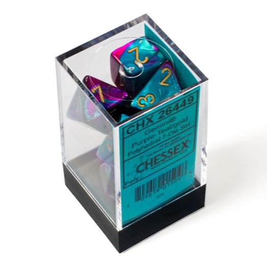 Chessex Gemini® Polyhedral Dice, Purple-Teal/Gold (7-Die Set) - Chessex - 2