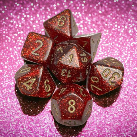 Chessex Glitter Ruby/Gold 7-Dice Set - Chessex - 1