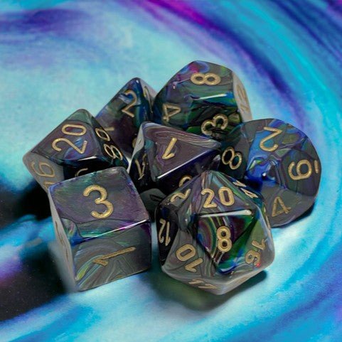 Chessex Lustrous® Shadow/gold 7-Dice Set - Chessex - 1