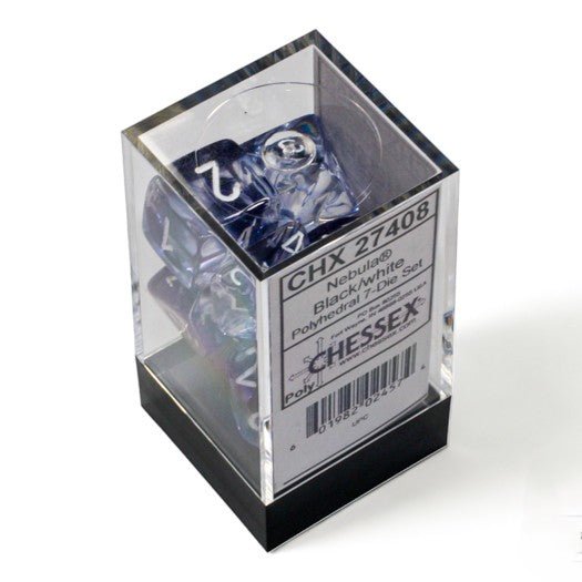 Chessex Nebula® Black/White 7-Dice Set - Chessex - 2