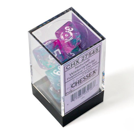 Chessex Nebula® Polyhedral Dice, Wisteria/white Luminary™ (7-Die Set) - Chessex - 2