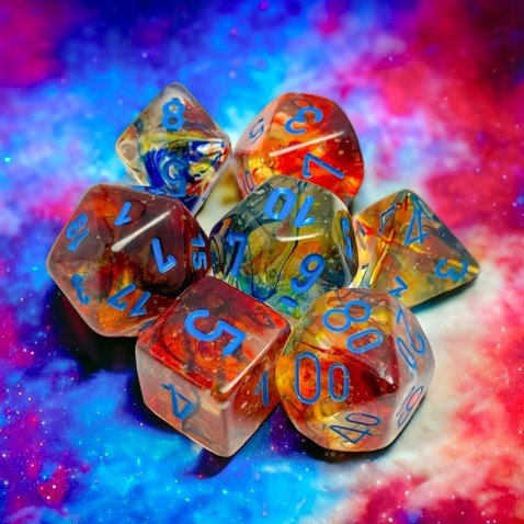 Chessex Nebula® Primary™/Blue Luminary® 7-Dice Set - Chessex - 1