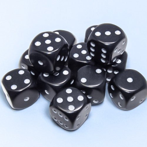 Chessex Opaque 16mm d6 Black/White Dice Block™ (12 dice) - Chessex - 1