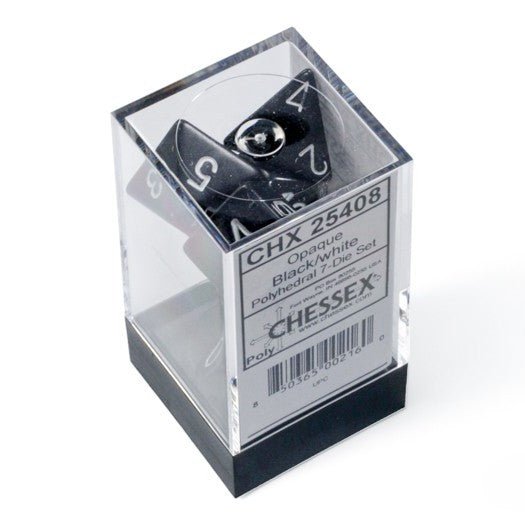 Chessex Opaque Polyhedral Dice, Black/White (7-Die Set) - Chessex - 2