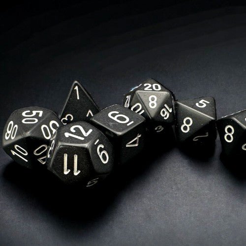 Chessex Opaque Polyhedral Dice, Black/White (7-Die Set) - Chessex - 1