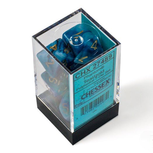 Chessex Phantom® Teal/Gold 7-Dice Set - Chessex - 2
