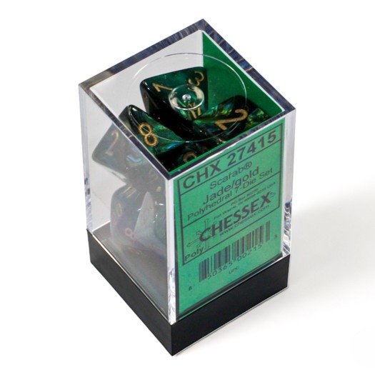 Chessex Scarab® Polyhedral Dice, Jade/Gold (7-Die Set) - Chessex - 2