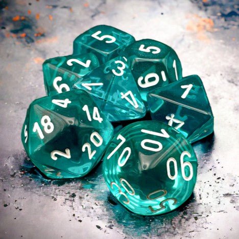 Chessex Teal/White Translucent Polyhedral 7-Die Set - Chessex - 1