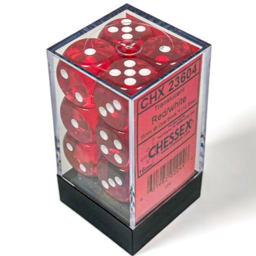 Chessex Translucent 16mm d6 Red/White Dice Block™ (12 dice) - Chessex - 2