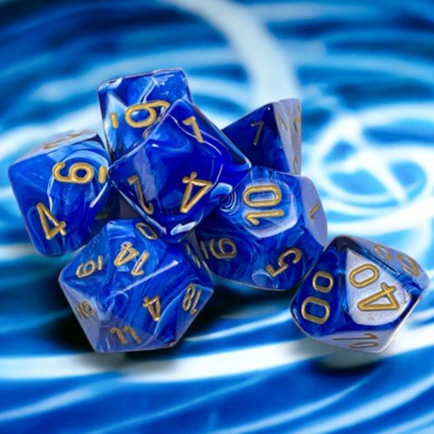 Chessex Vortex® Blue/Gold 7-Dice Set - Chessex - 1