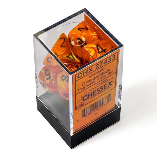 Chessex Vortex® Orange/Black 7-Dice Set - Chessex - 2