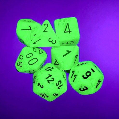 Chessex Vortex® Polyhedral Dice, Bright Green/Black (7-Die Set) - Chessex - 2