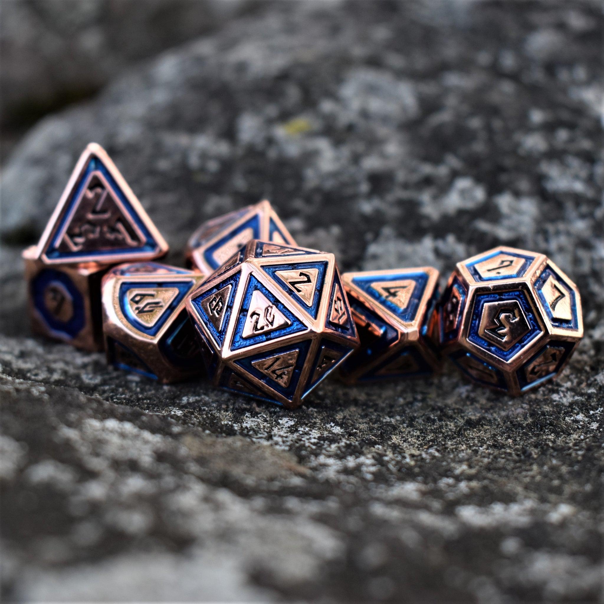 Cleric's Domain Aqua And Bronze Metal Dice Set - Misty Mountain Gaming - 2