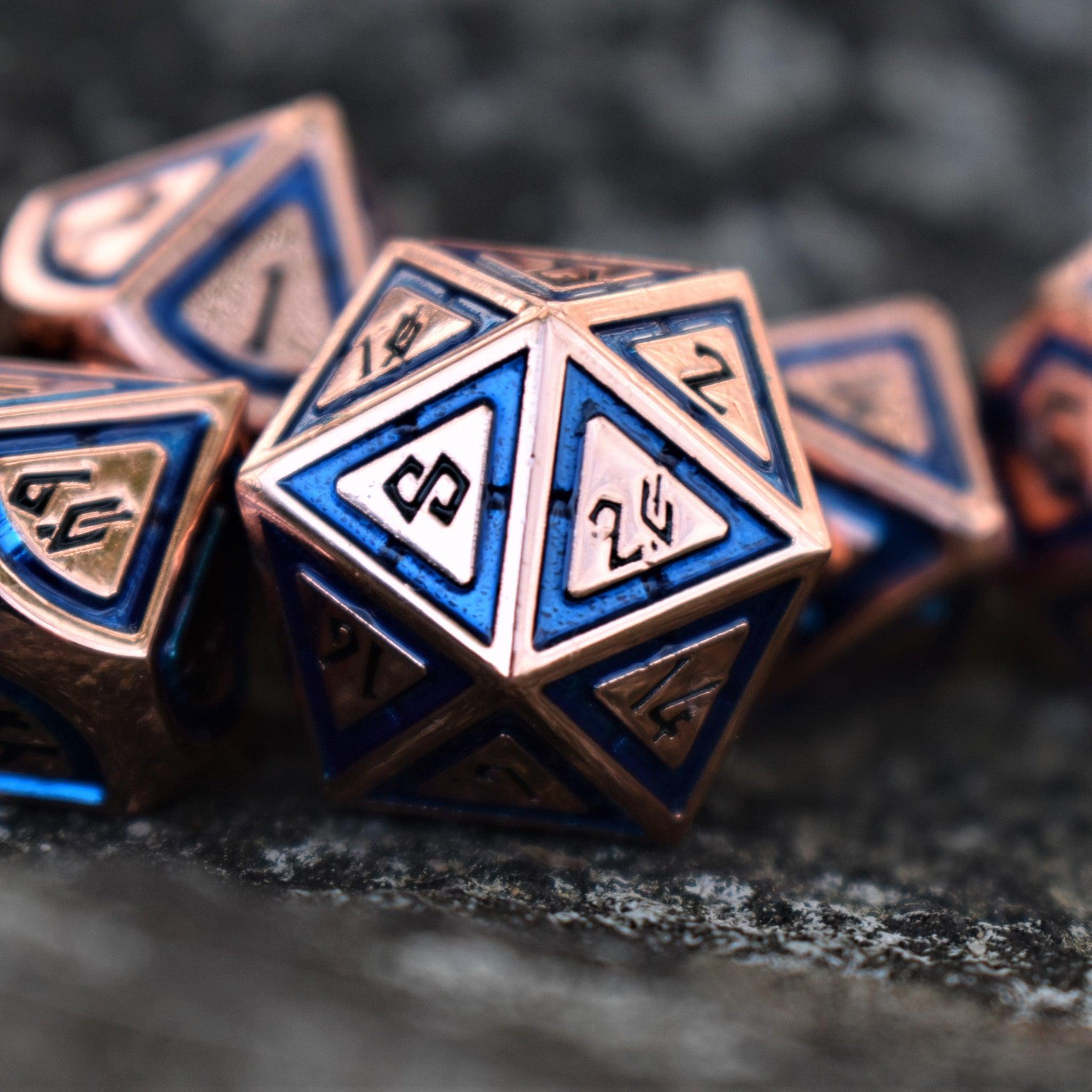 Cleric's Domain Aqua And Bronze Metal Dice Set - Misty Mountain Gaming - 1