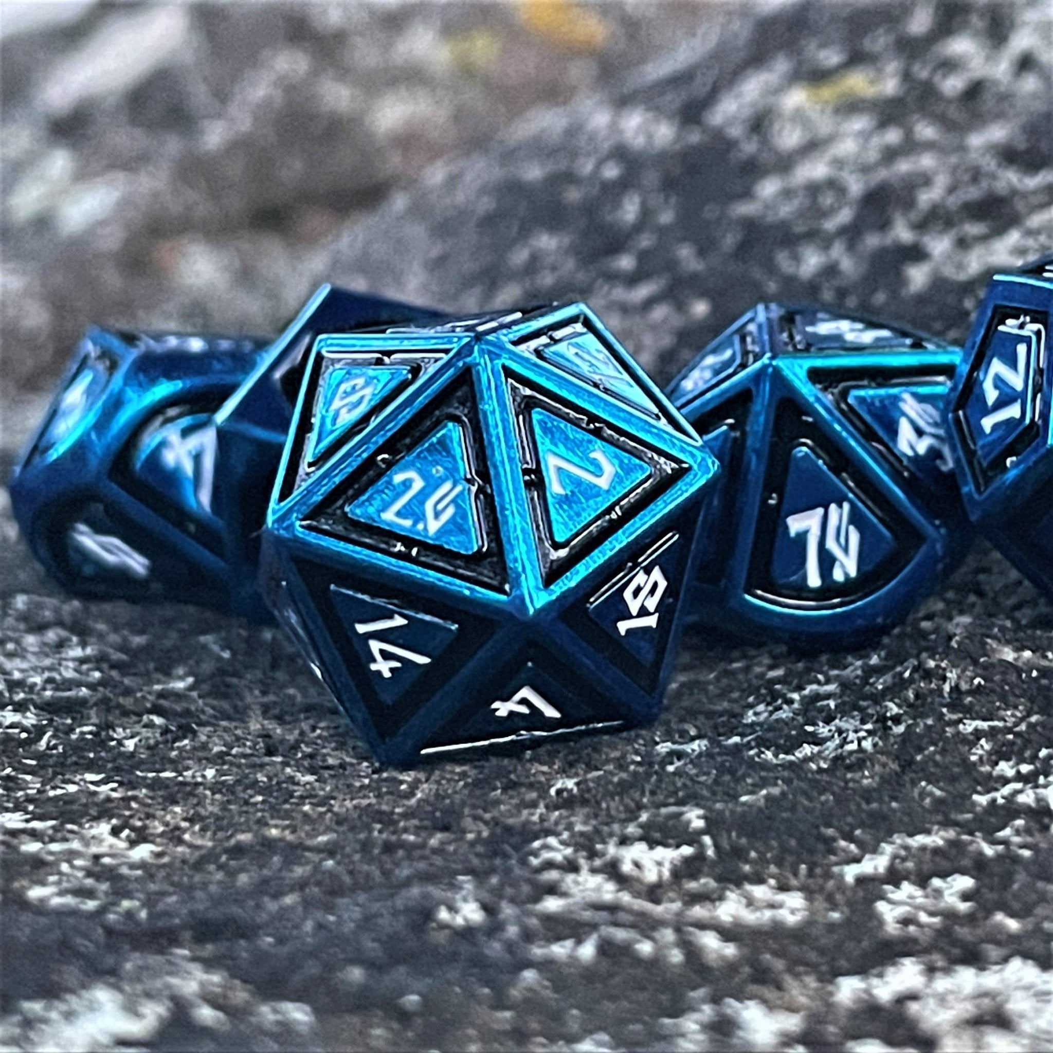 Cleric's Domain Black And Blue Metal Dice Set - Misty Mountain Gaming - 2