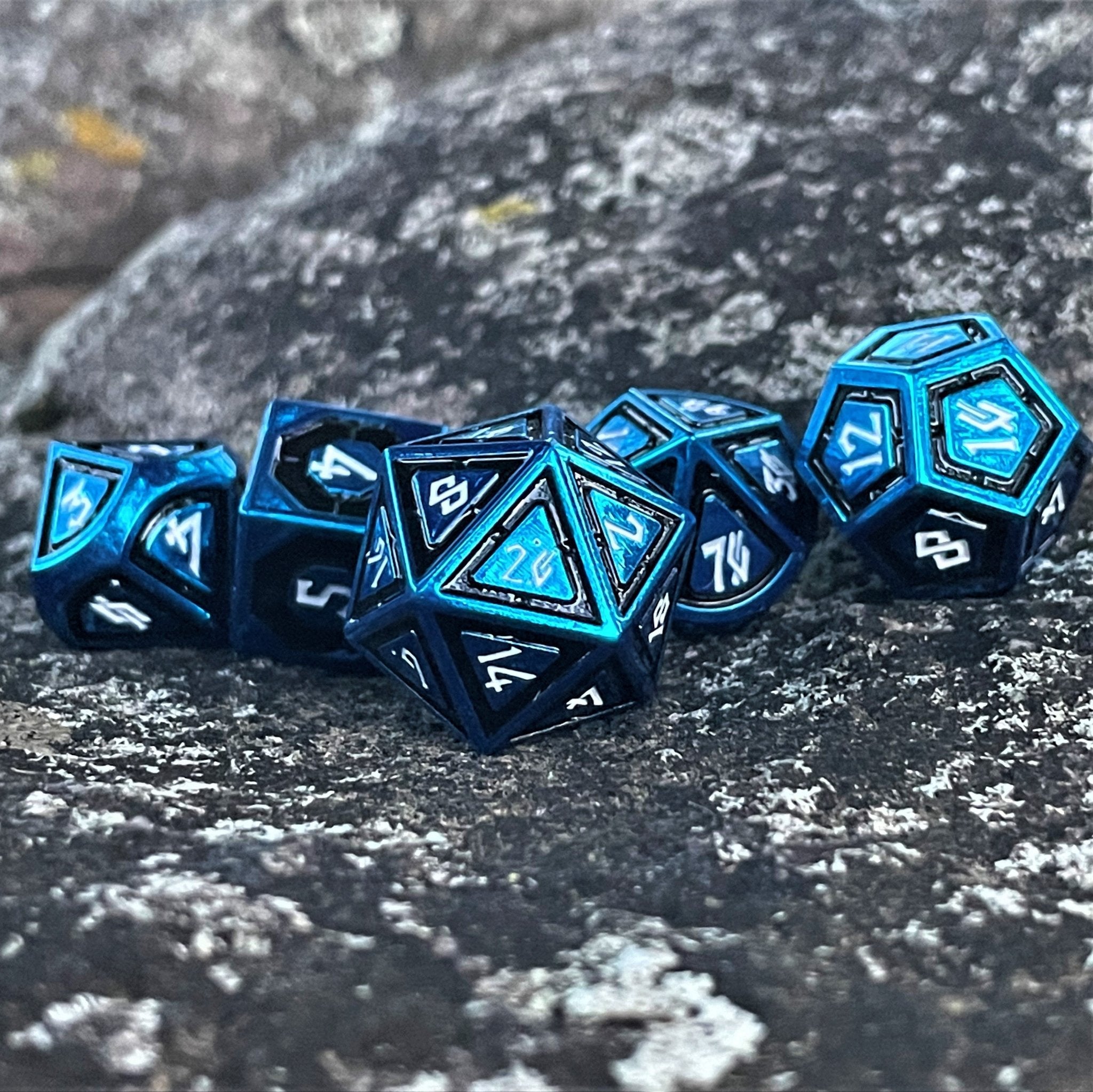 Cleric's Domain Black And Blue Metal Dice Set - Misty Mountain Gaming - 1