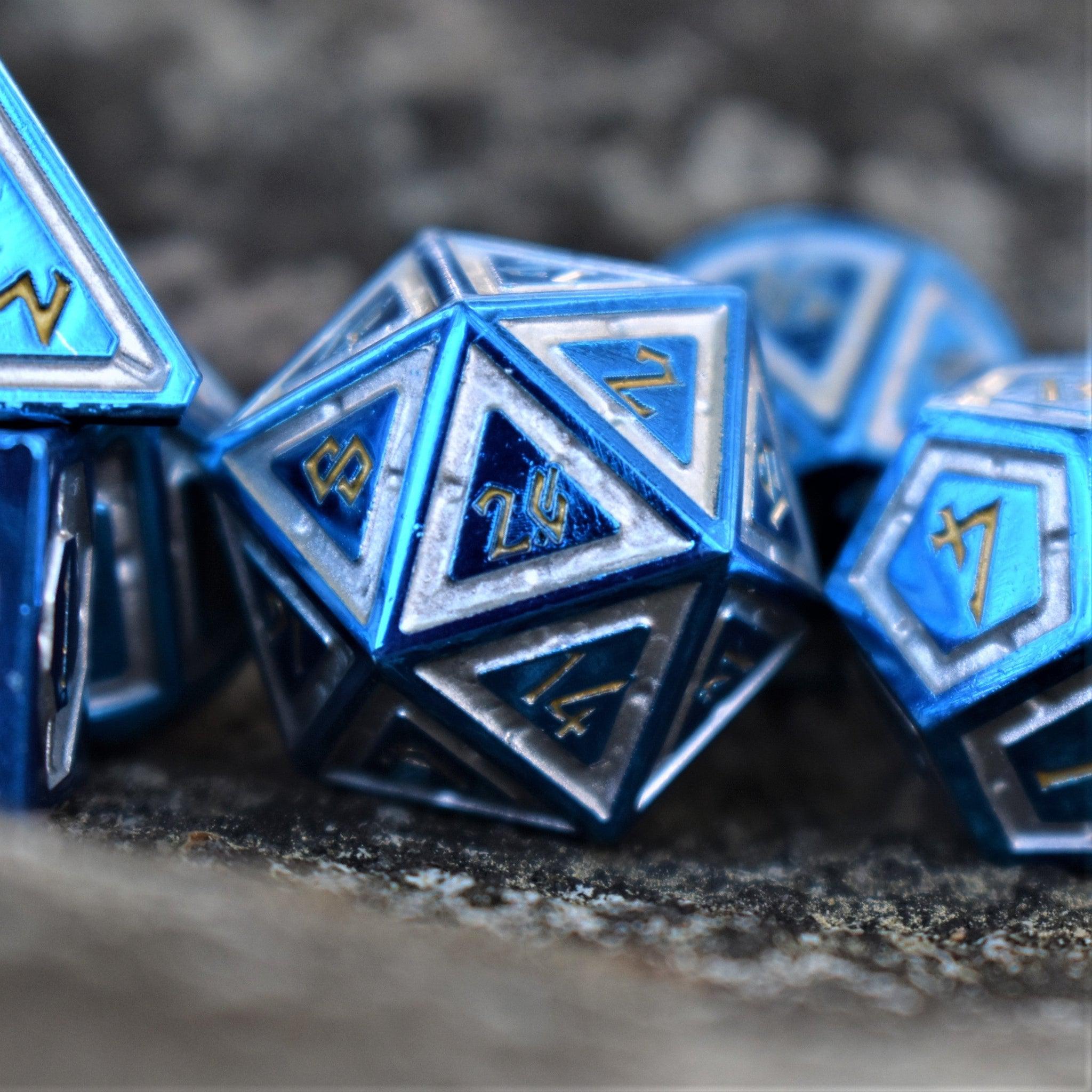 Cleric's Domain Blue And White Metal Dice Set - Misty Mountain Gaming - 2