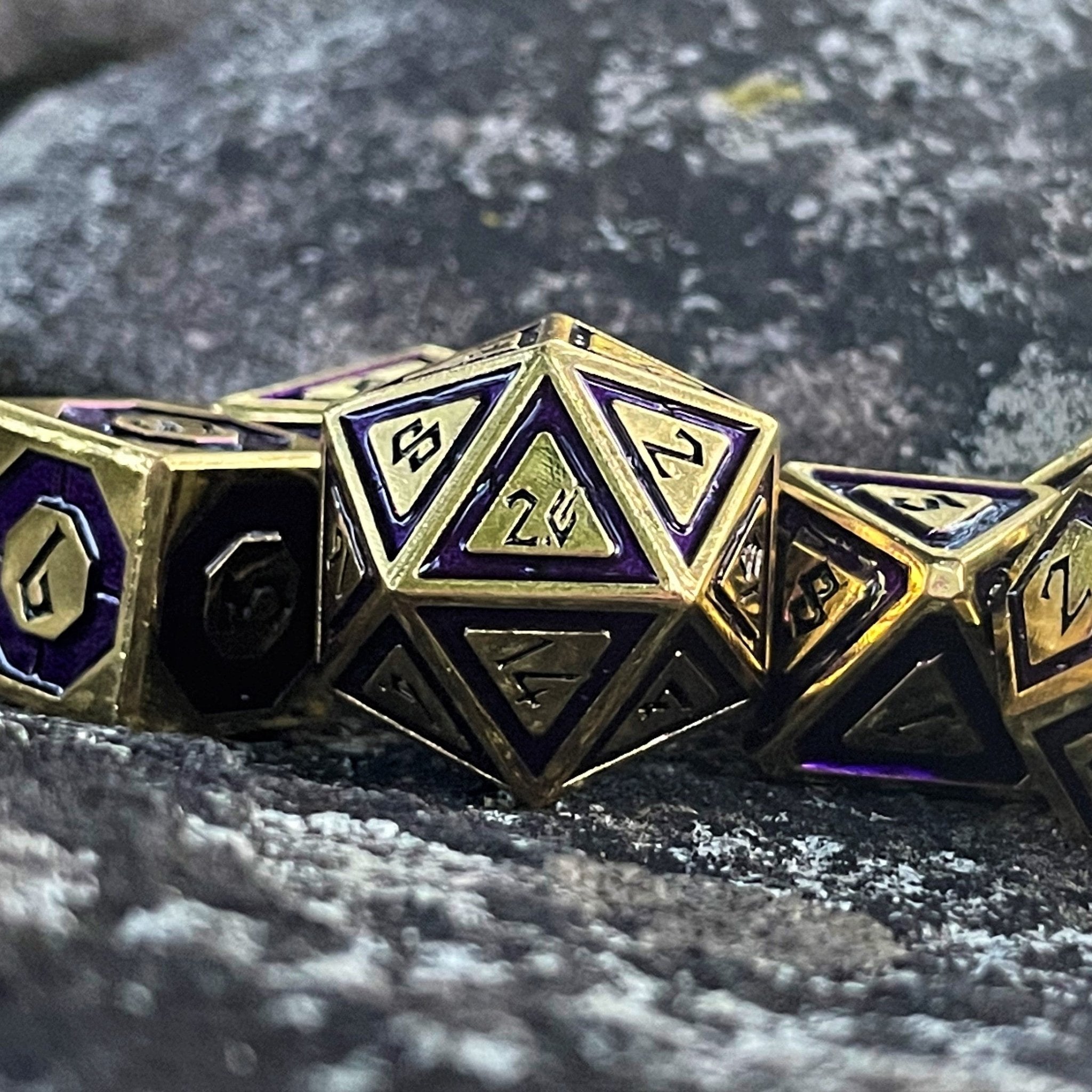 Cleric's Domain Purple & Gold Metal Dice Set - Misty Mountain Gaming - 2