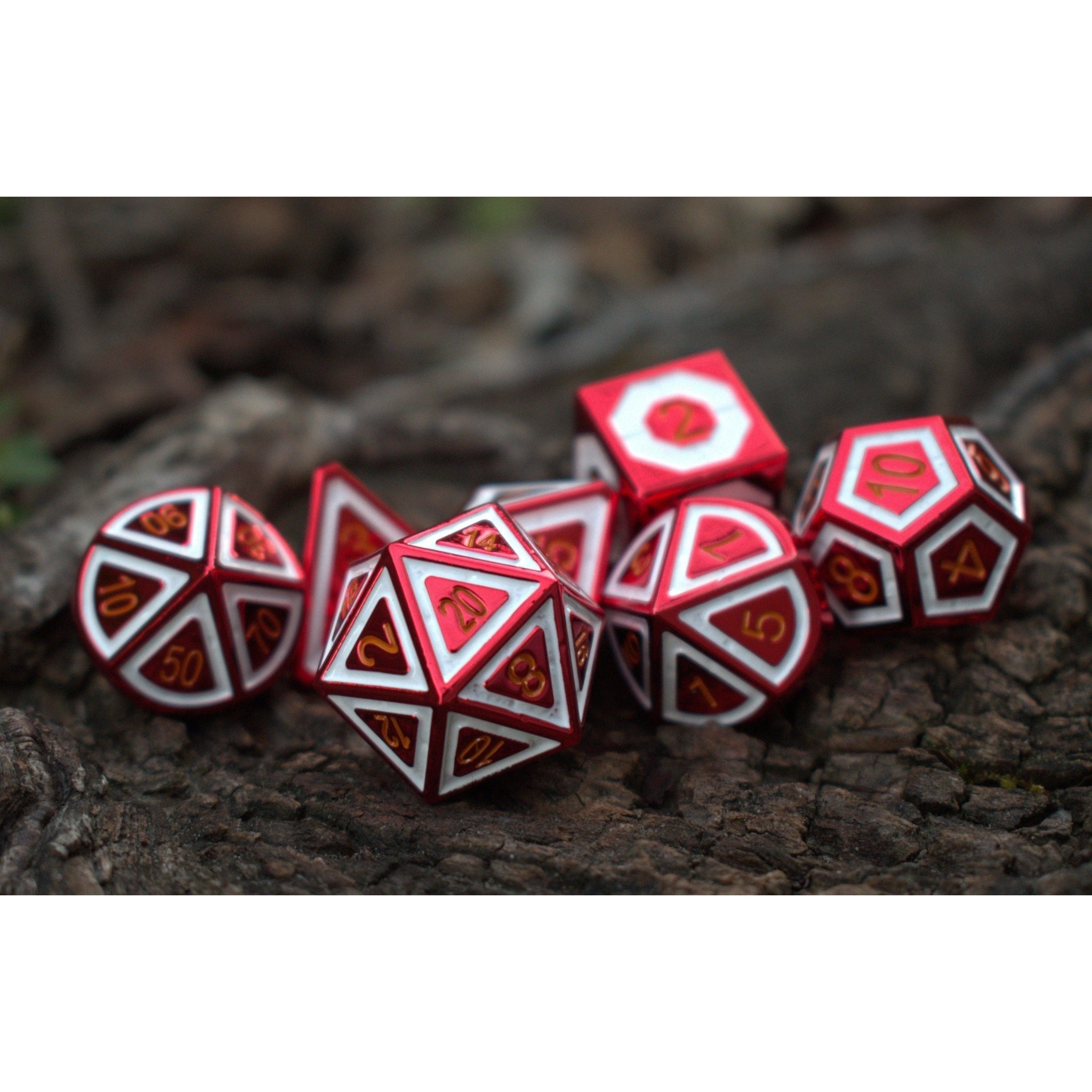 Cleric's Domain Red And White Metal Dice Set - Misty Mountain Gaming - 2