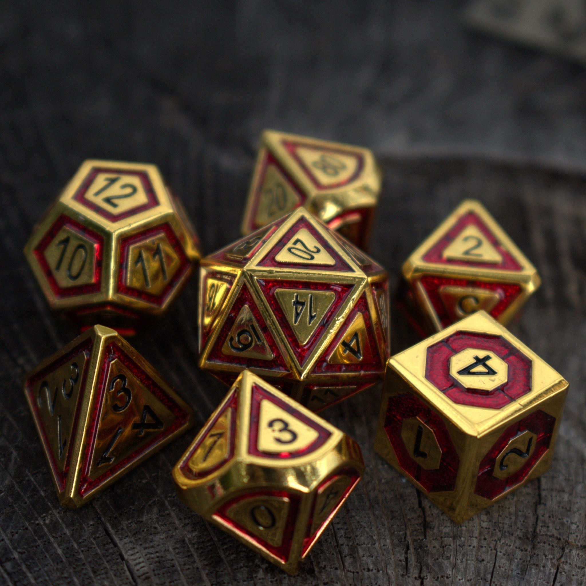 Cleric's Domain Red & Gold Metal Dice Set - Misty Mountain Gaming - 1