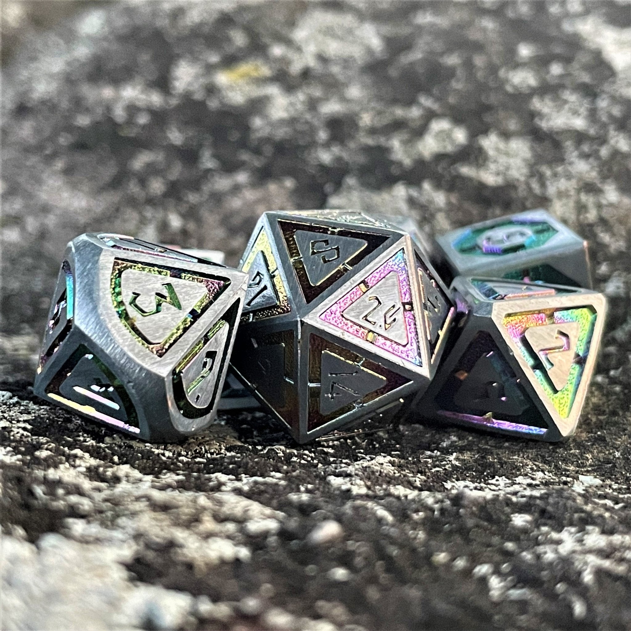 Cleric's Domain Silver Iridescent Metal Dice Set - Misty Mountain Gaming - 2