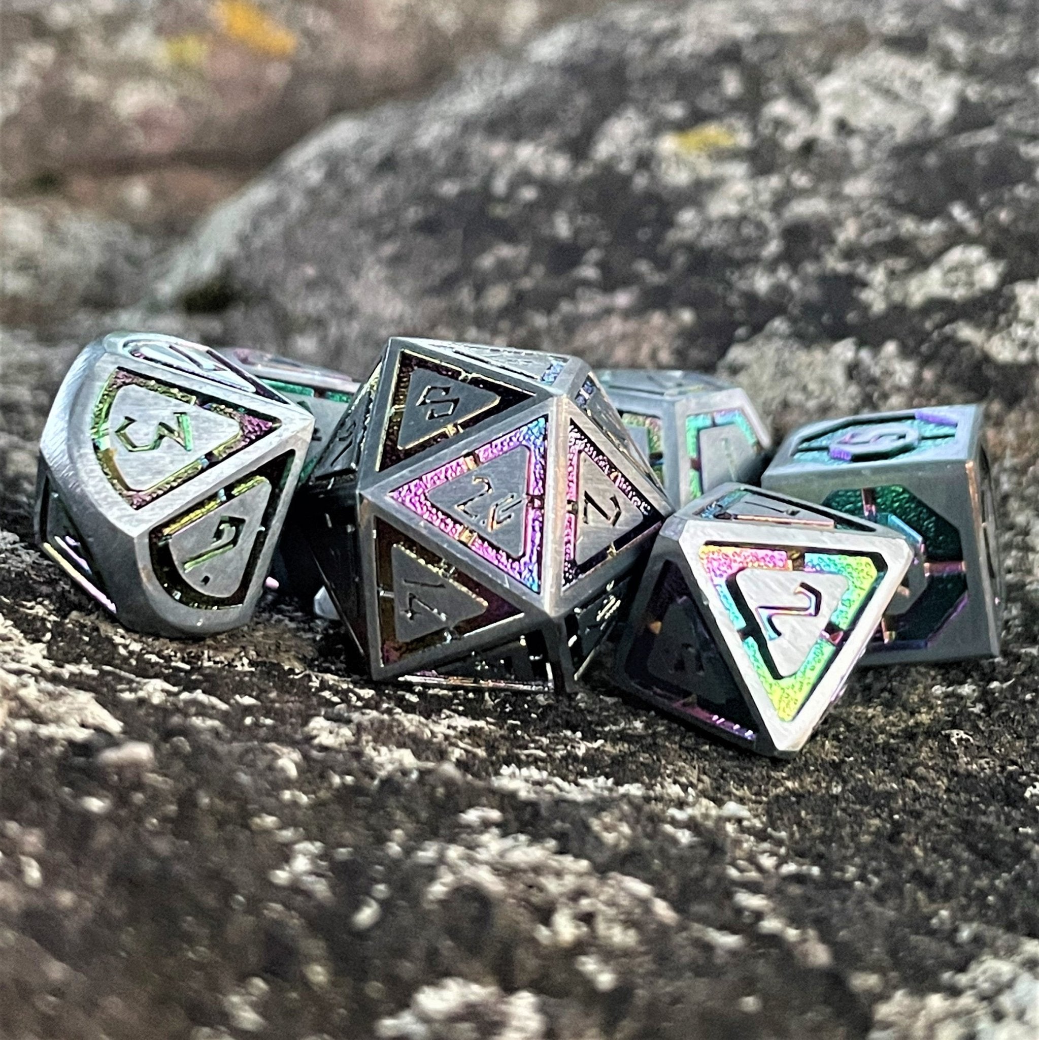 Cleric's Domain Silver Iridescent Metal Dice Set - Misty Mountain Gaming - 1