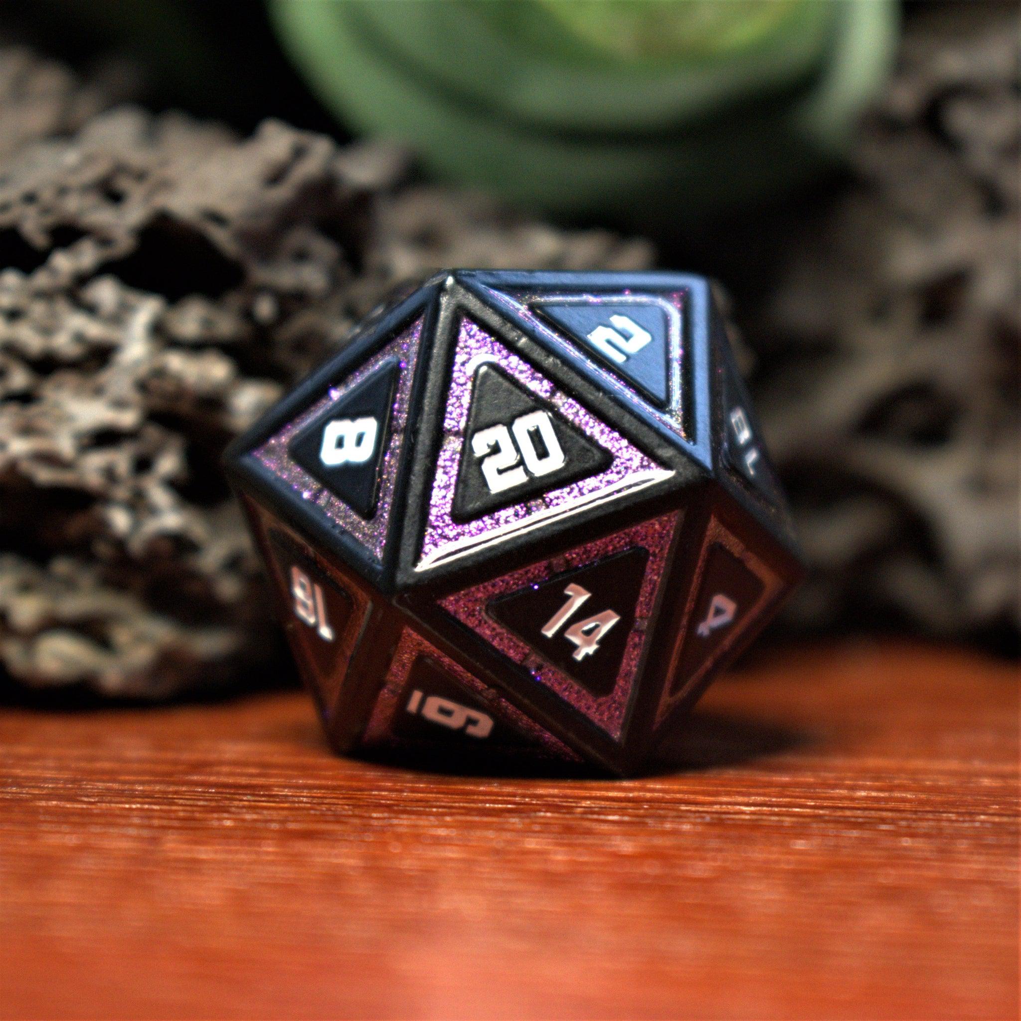 Cleric's Shadow Domain Purple And Matte Black Metal Dice Set - Misty Mountain Gaming - 3