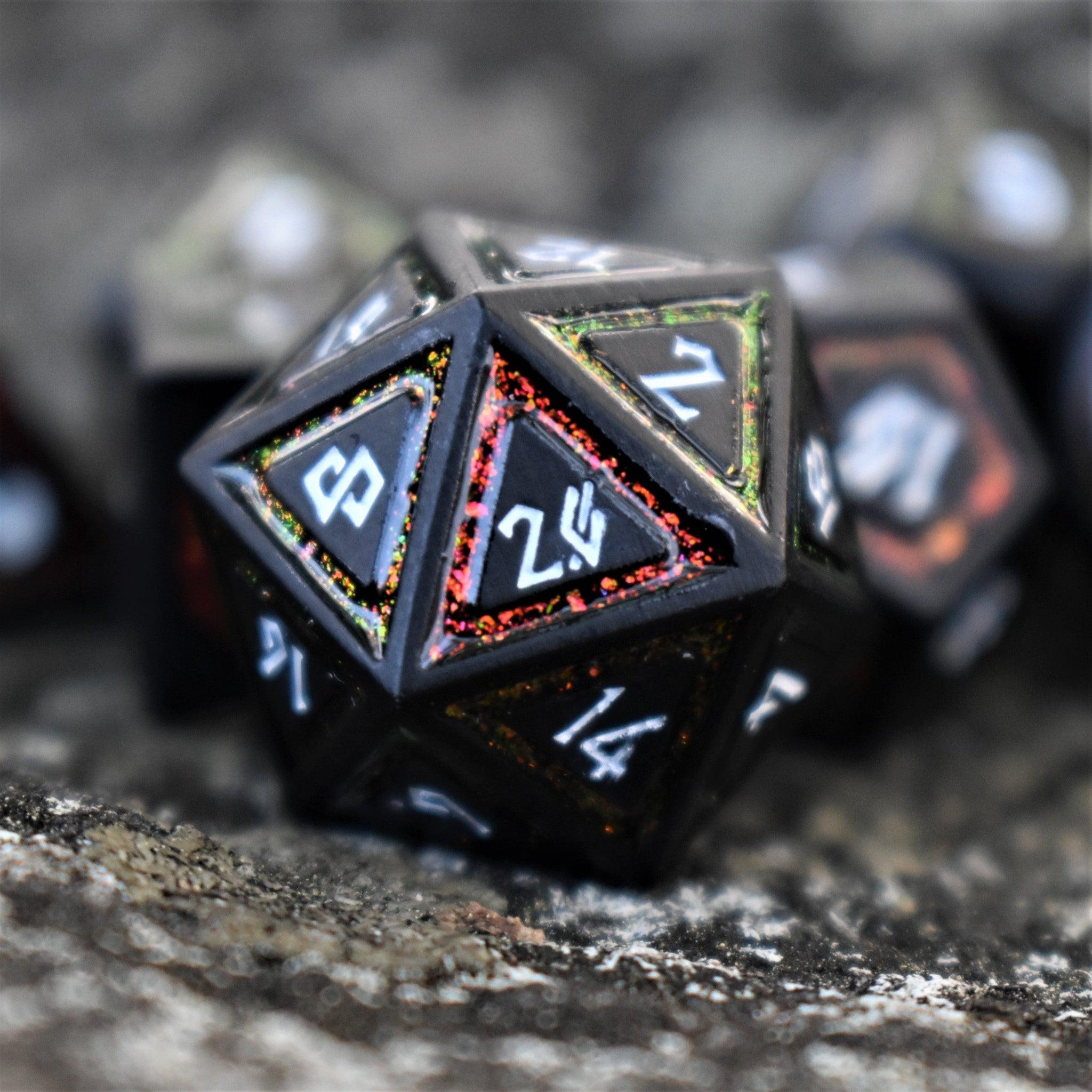 Cleric's Shadow Domain Red/White And Matte Black Metal Dice Set - Misty Mountain Gaming - 2