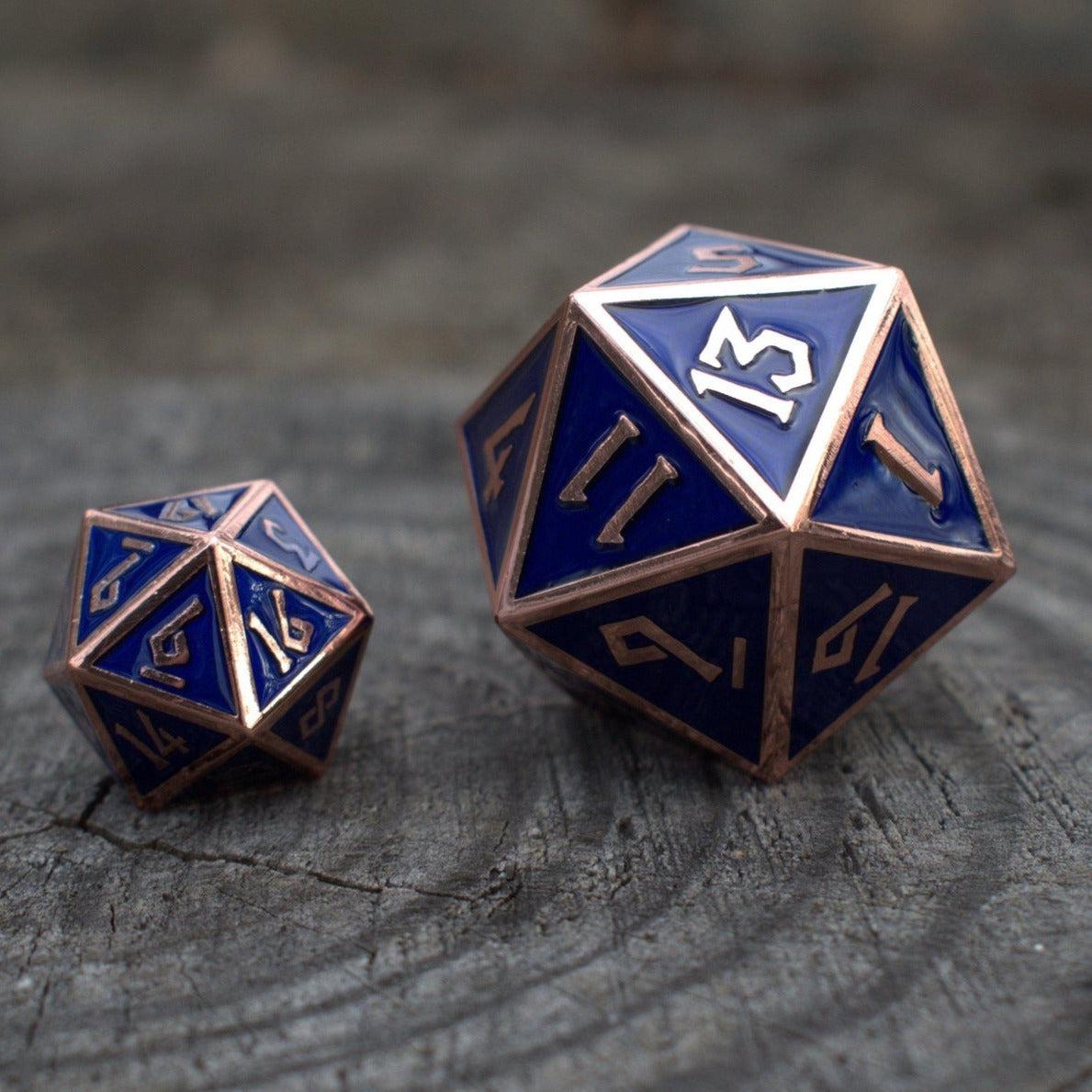 Cobalt and Bronze Metal 35mm D20 - Misty Mountain Gaming - 1