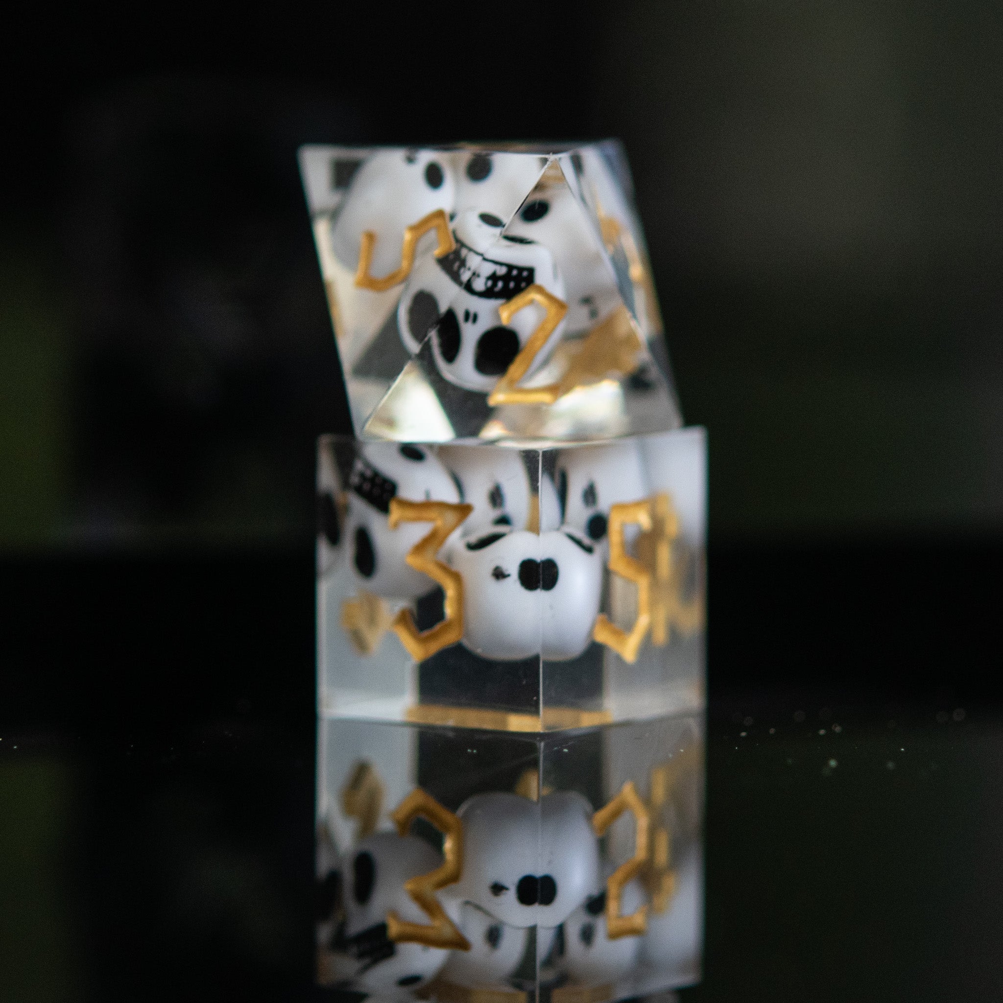 Corpse Gold Sharp - Edged Resin Dice Set - Misty Mountain Gaming - 3