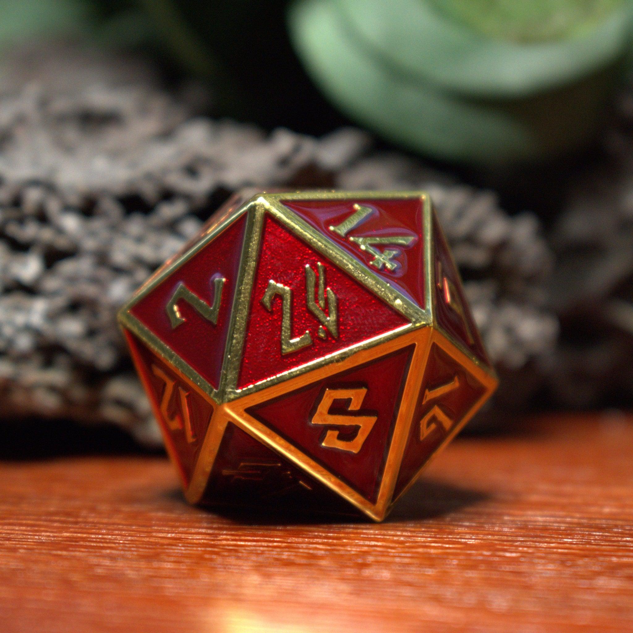 Crimson Blood and Gold Metal 35mm D20 - Misty Mountain Gaming - 1