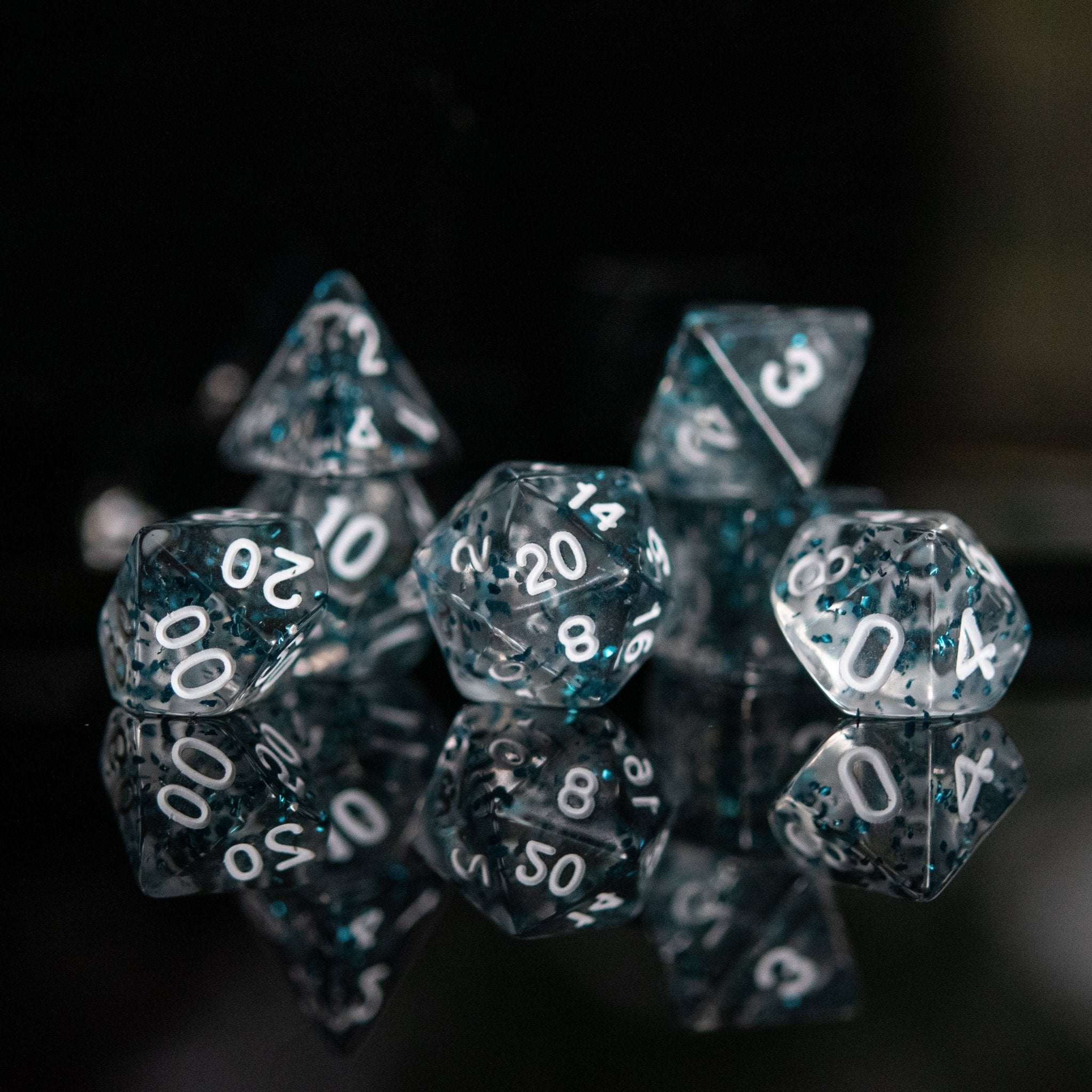 Crystal Beach Acrylic Dice Set - Misty Mountain Gaming - 1