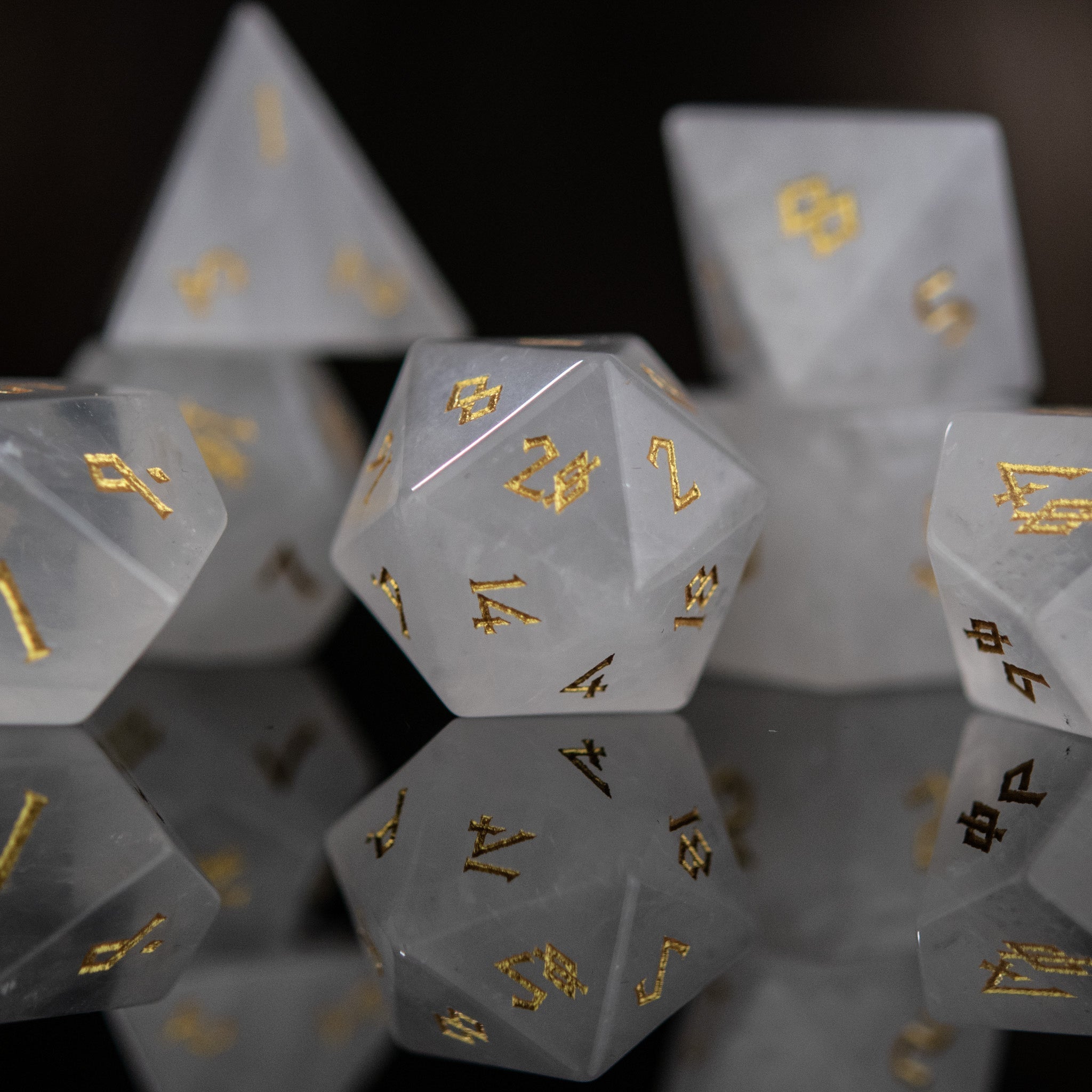 Crystal Quartz Stone Dice Set - Misty Mountain Gaming - 2