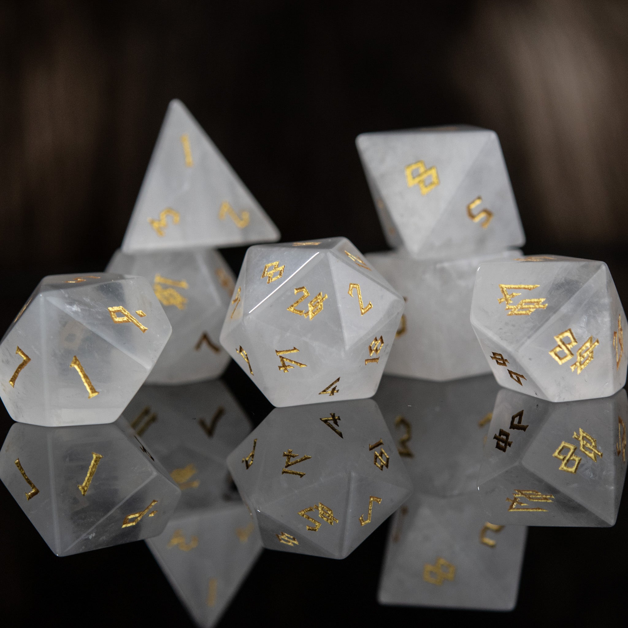 Crystal Quartz Stone Dice Set - Misty Mountain Gaming - 1