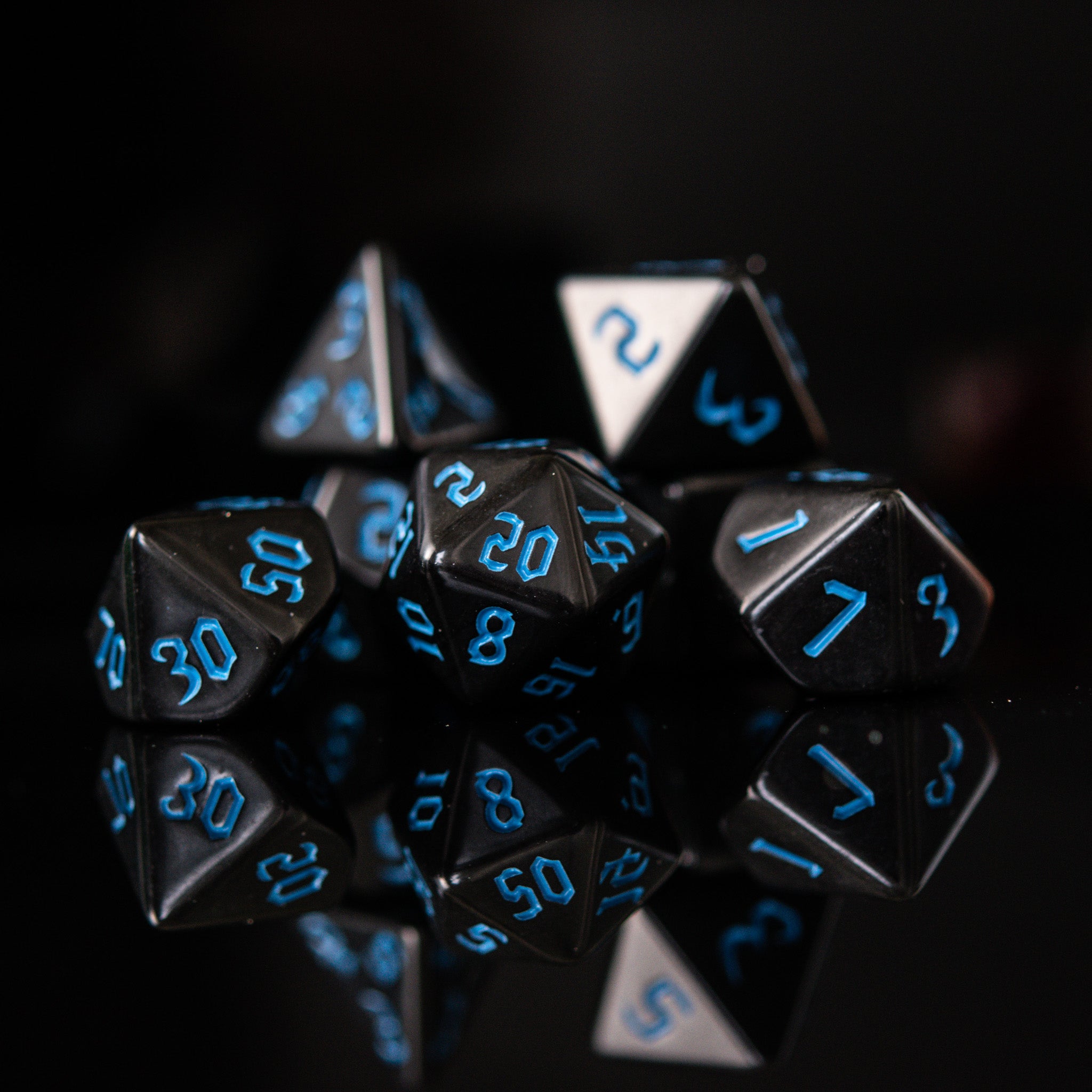 Dark Cathedral Blue Acrylic Dice Set - Misty Mountain Gaming - 1