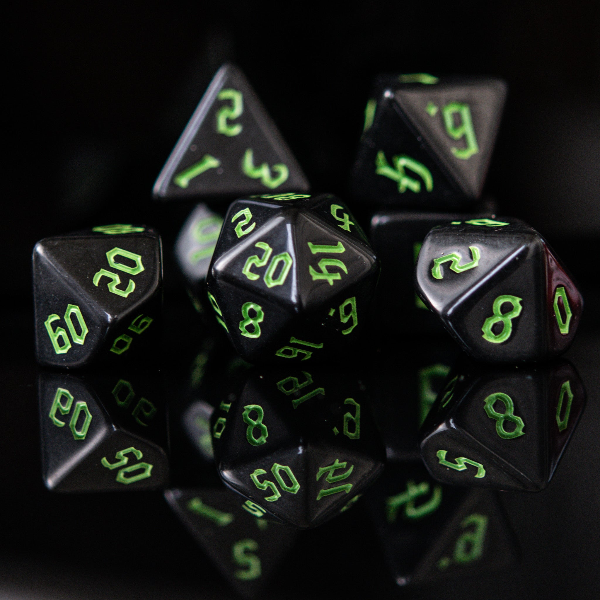 Dark Cathedral Green Acrylic Dice Set - Misty Mountain Gaming - 1