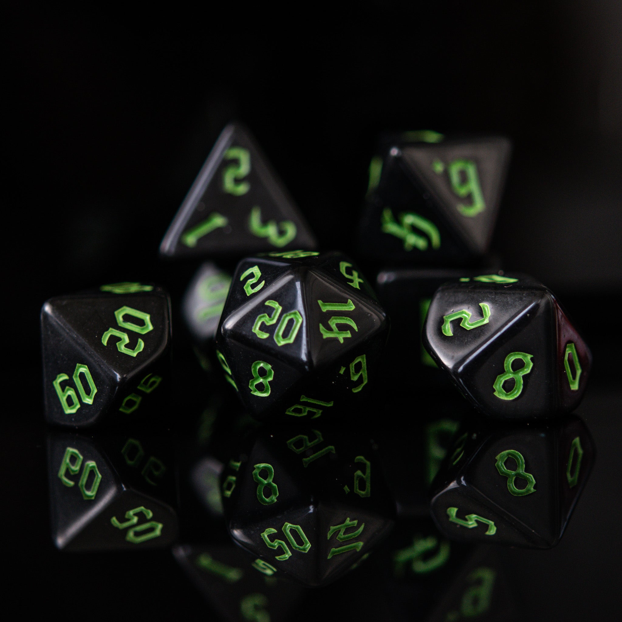 Dark Cathedral Green Acrylic Dice Set - Misty Mountain Gaming - 2