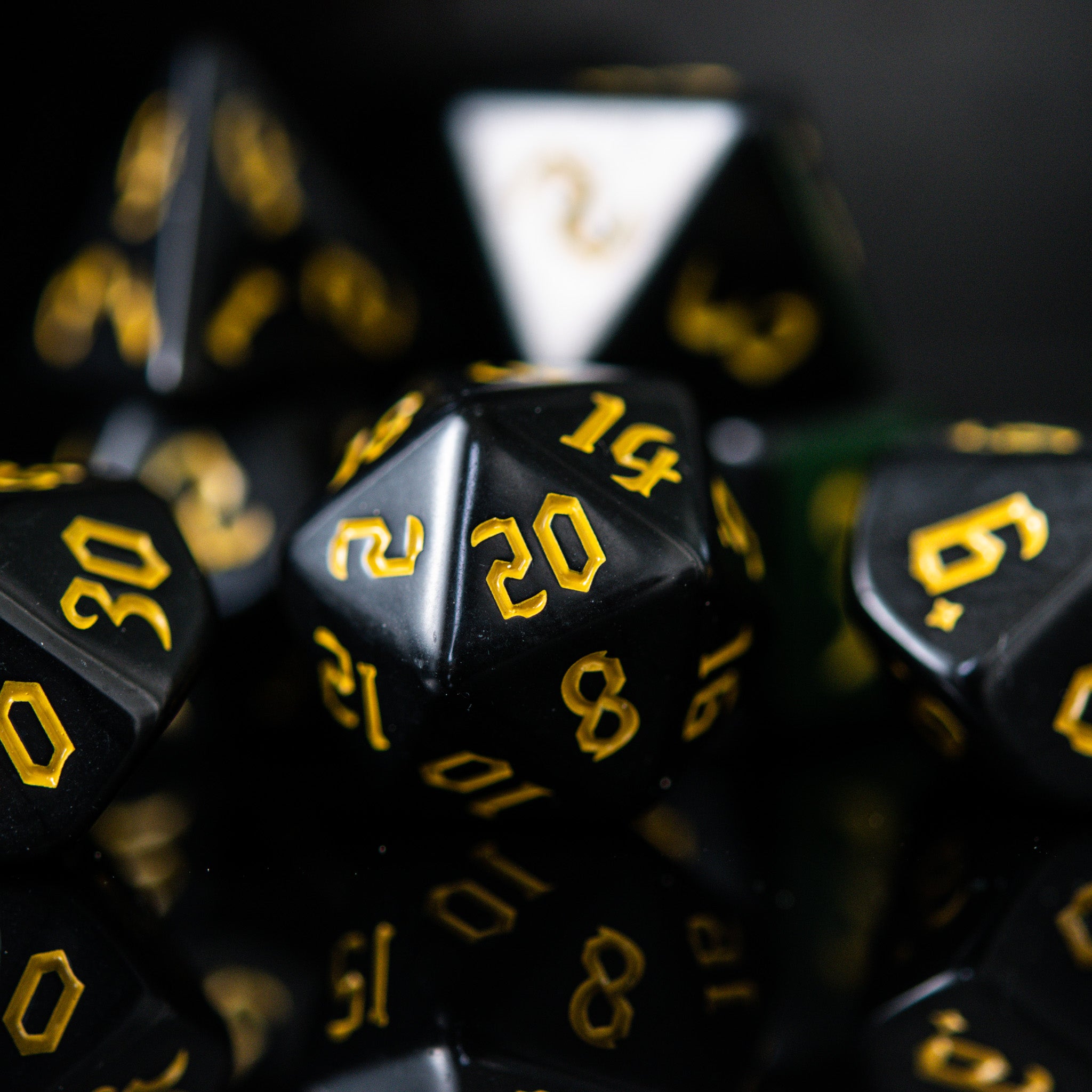 Dark Cathedral Yellow Acrylic Dice Set - Misty Mountain Gaming - 2