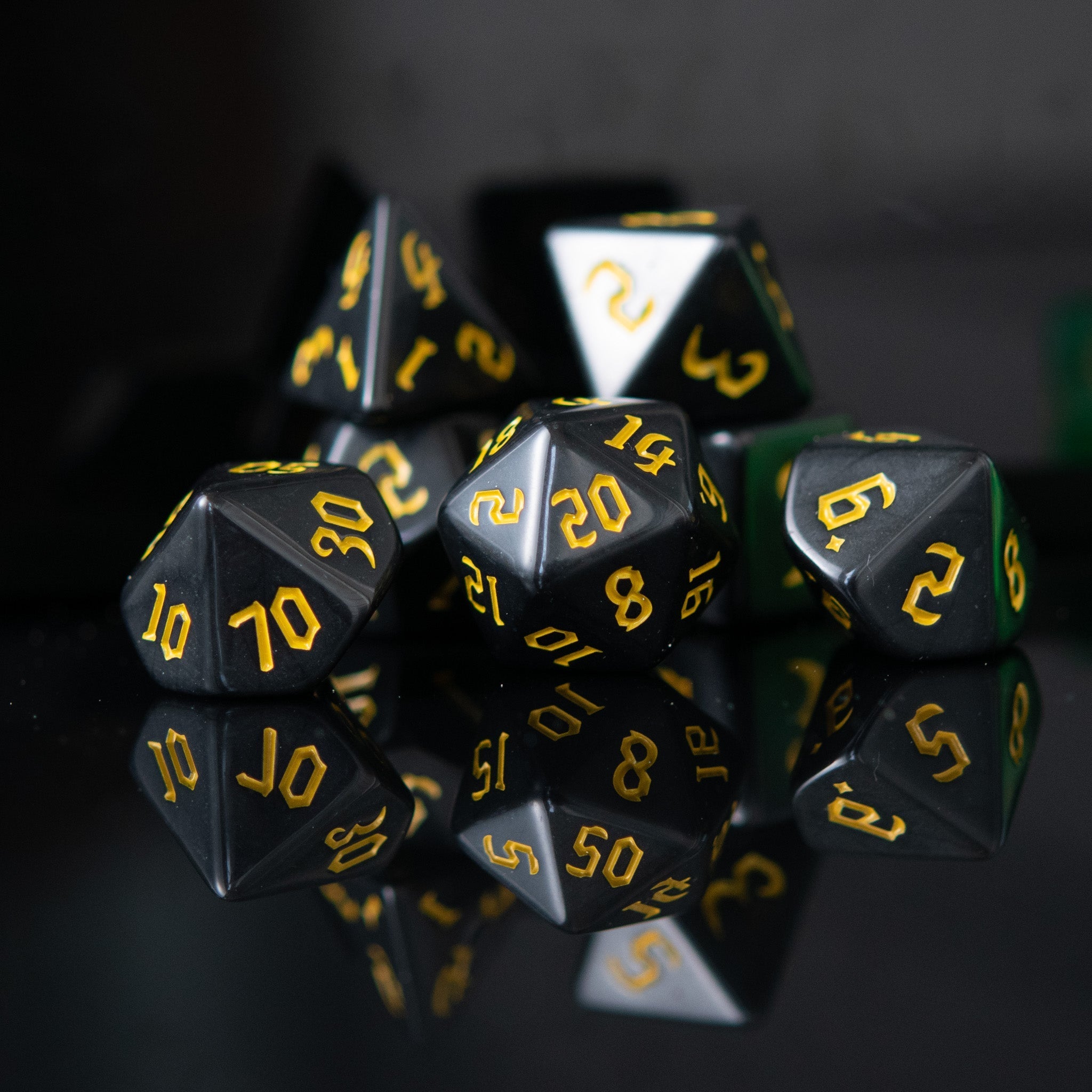 Dark Cathedral Yellow Acrylic Dice Set - Misty Mountain Gaming - 1