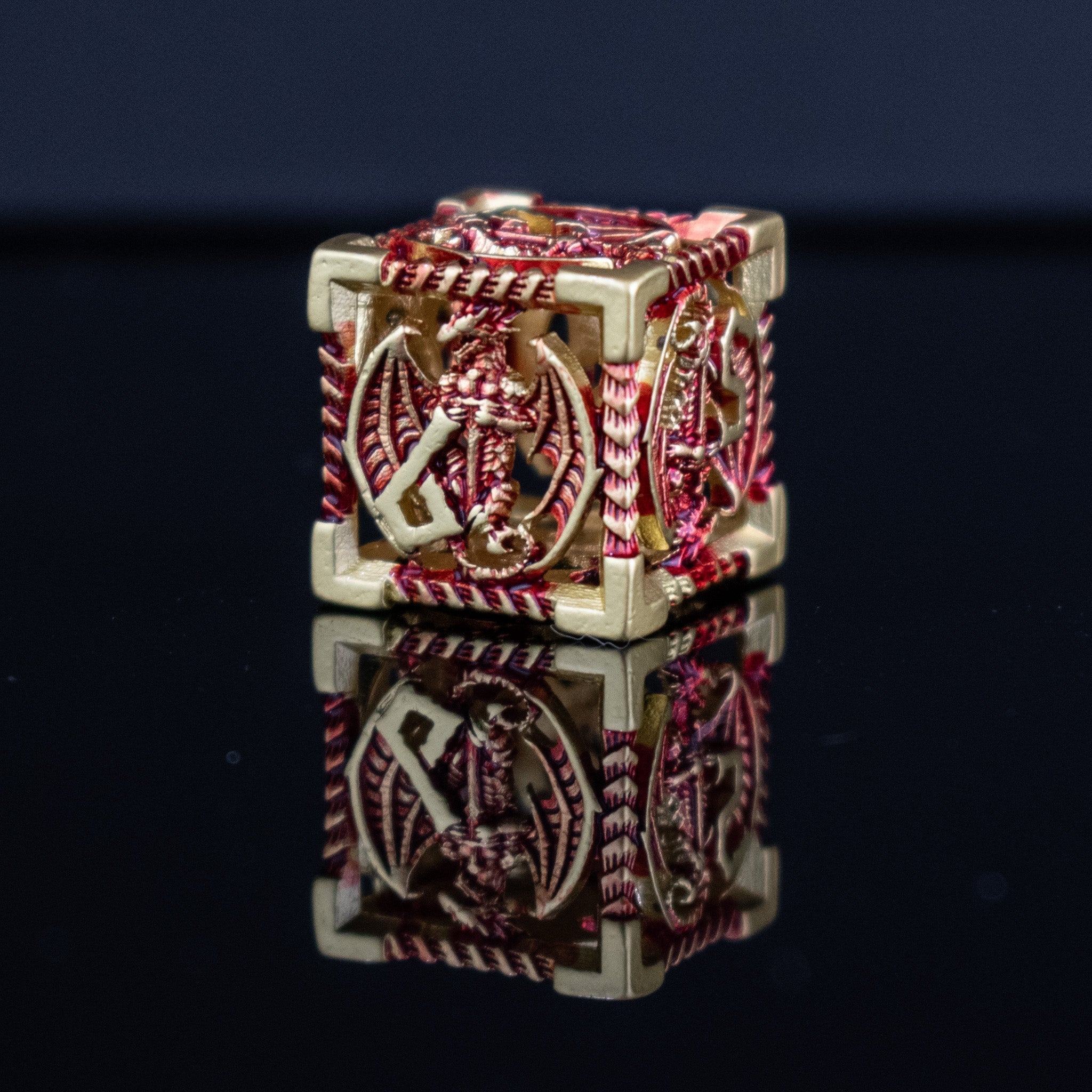 Dragonguard Hollow Metal Dice Set - Crimson and Gold - Misty Mountain Gaming - 4