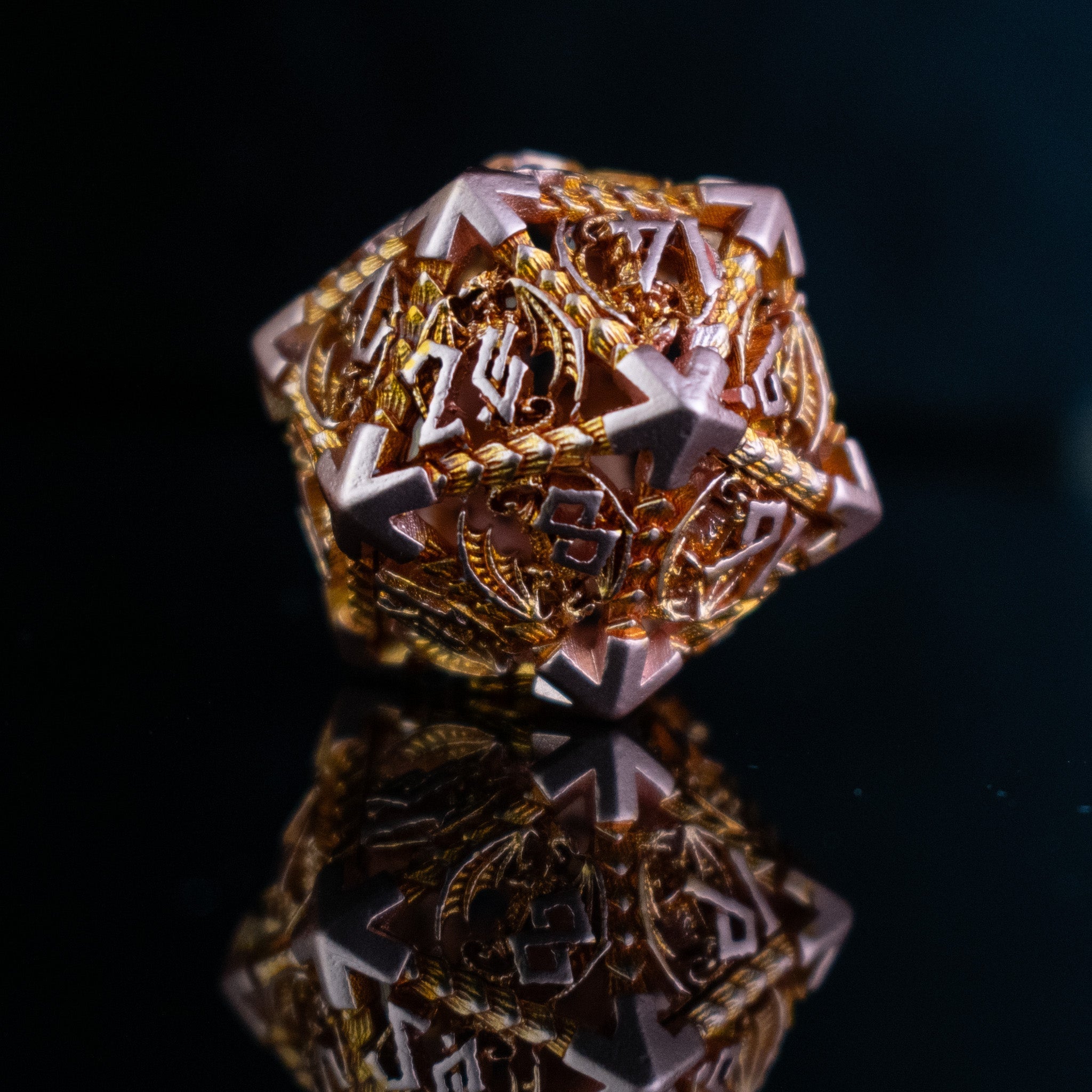 Dragonguard Hollow Metal Dice Set - Ember and Bronze - Misty Mountain Gaming - 2