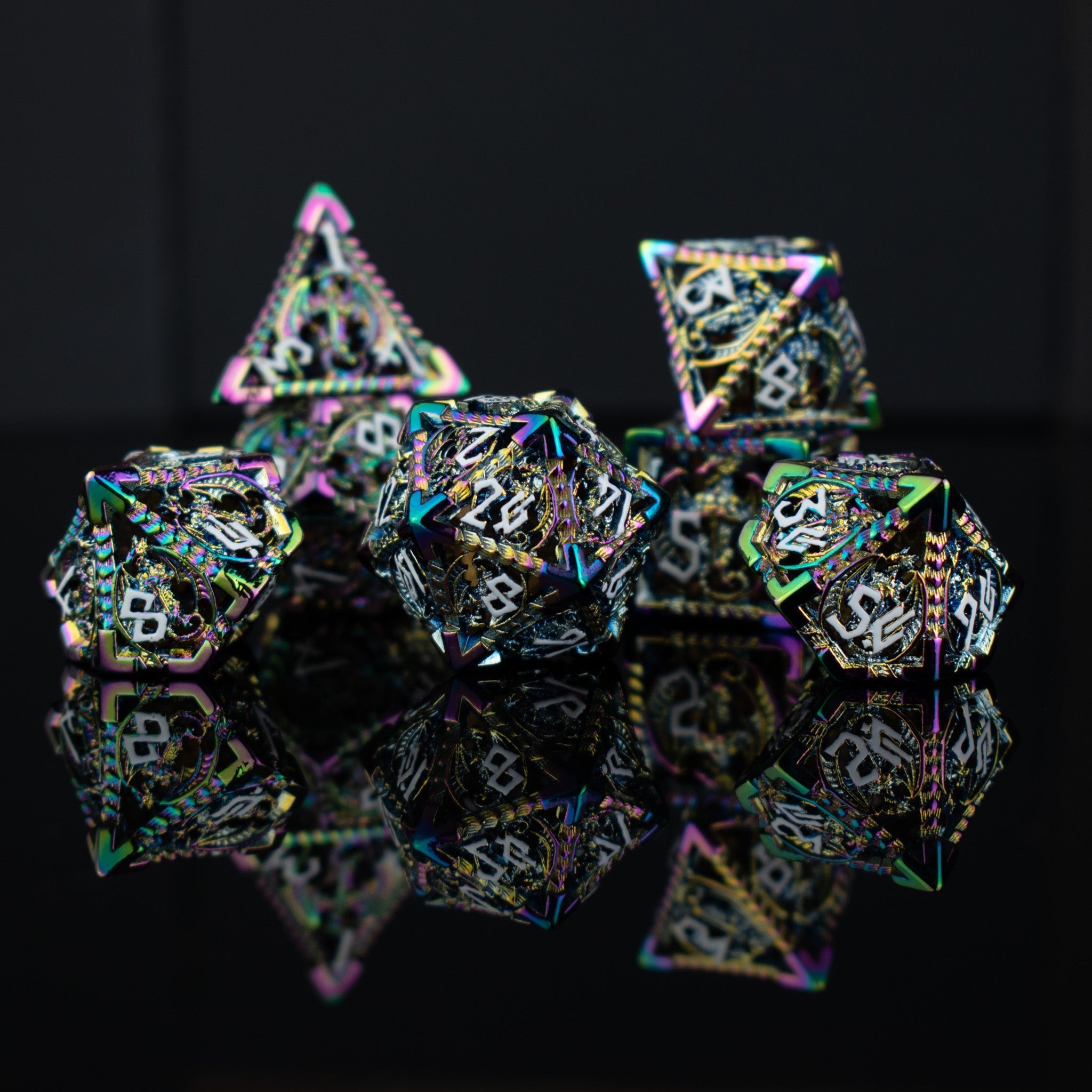 Dragonguard Hollow Metal Dice Set - Iridescent - Misty Mountain Gaming - 1