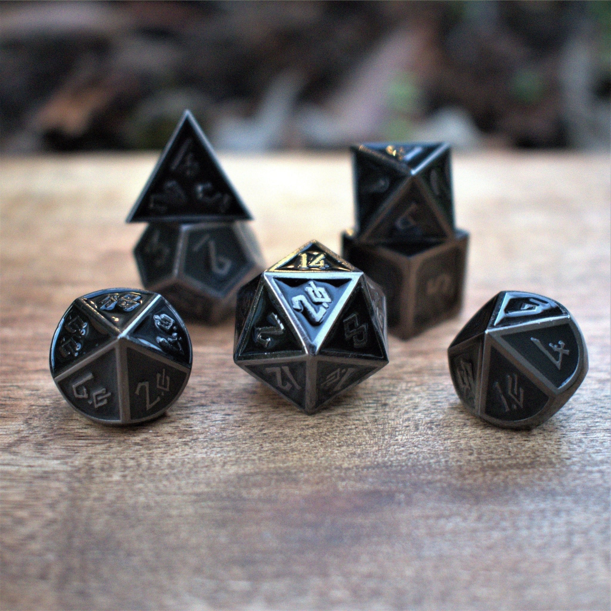 Elder Runes Blackout Metal Dice Set - Misty Mountain Gaming - 2