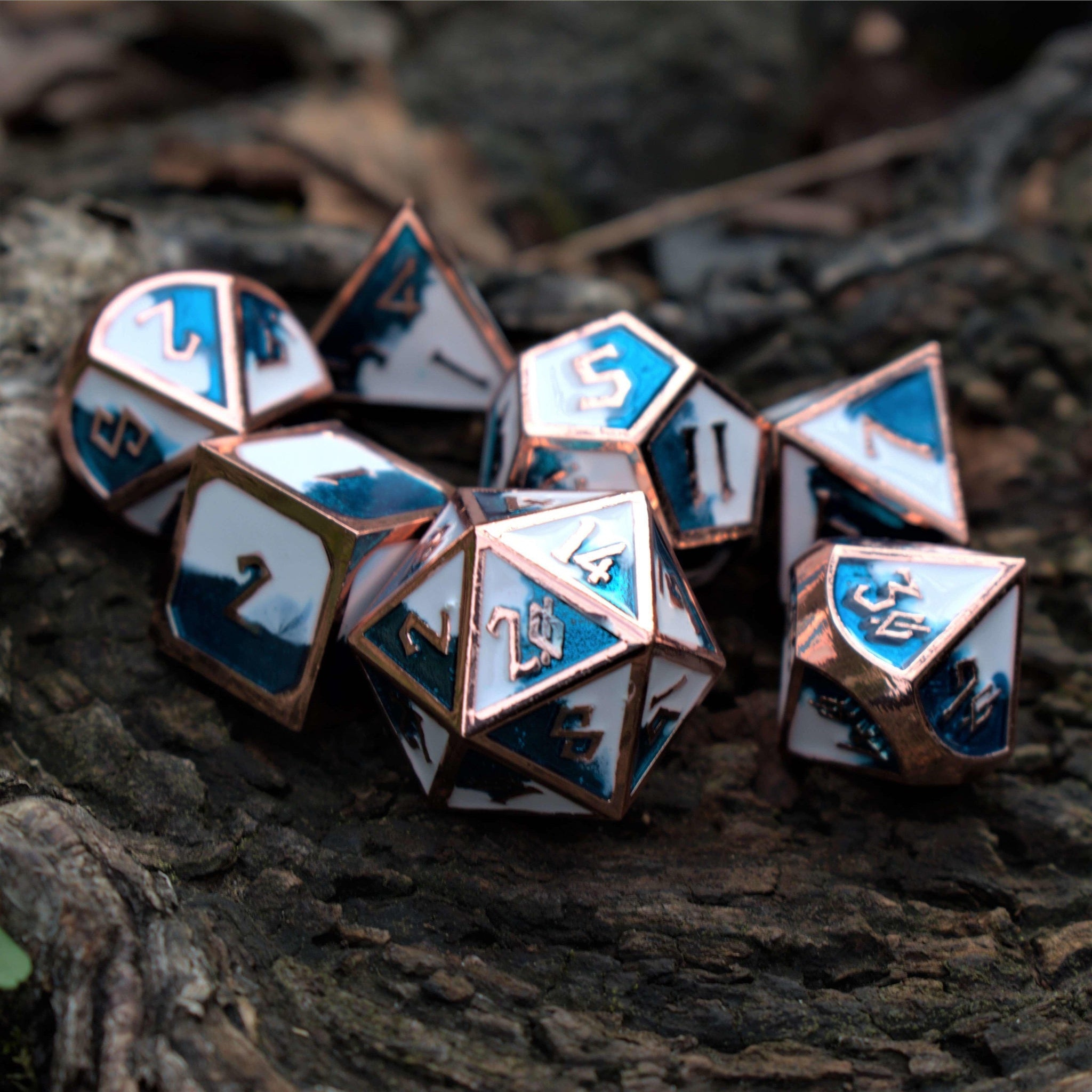 Elder Runes Cloudy Skies Metal Dice Set - Misty Mountain Gaming - 1