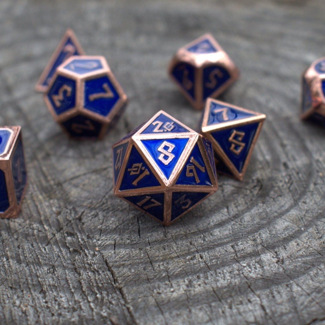 Elder Runes Cobalt And Bronze Metal Dice Set - Misty Mountain Gaming - 2