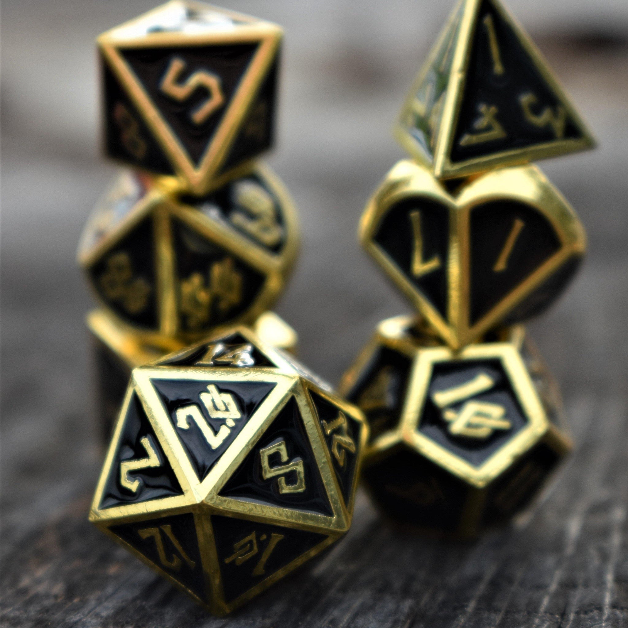 Elder Runes Gold And Shadow Metal Dice Set - Misty Mountain Gaming - 2