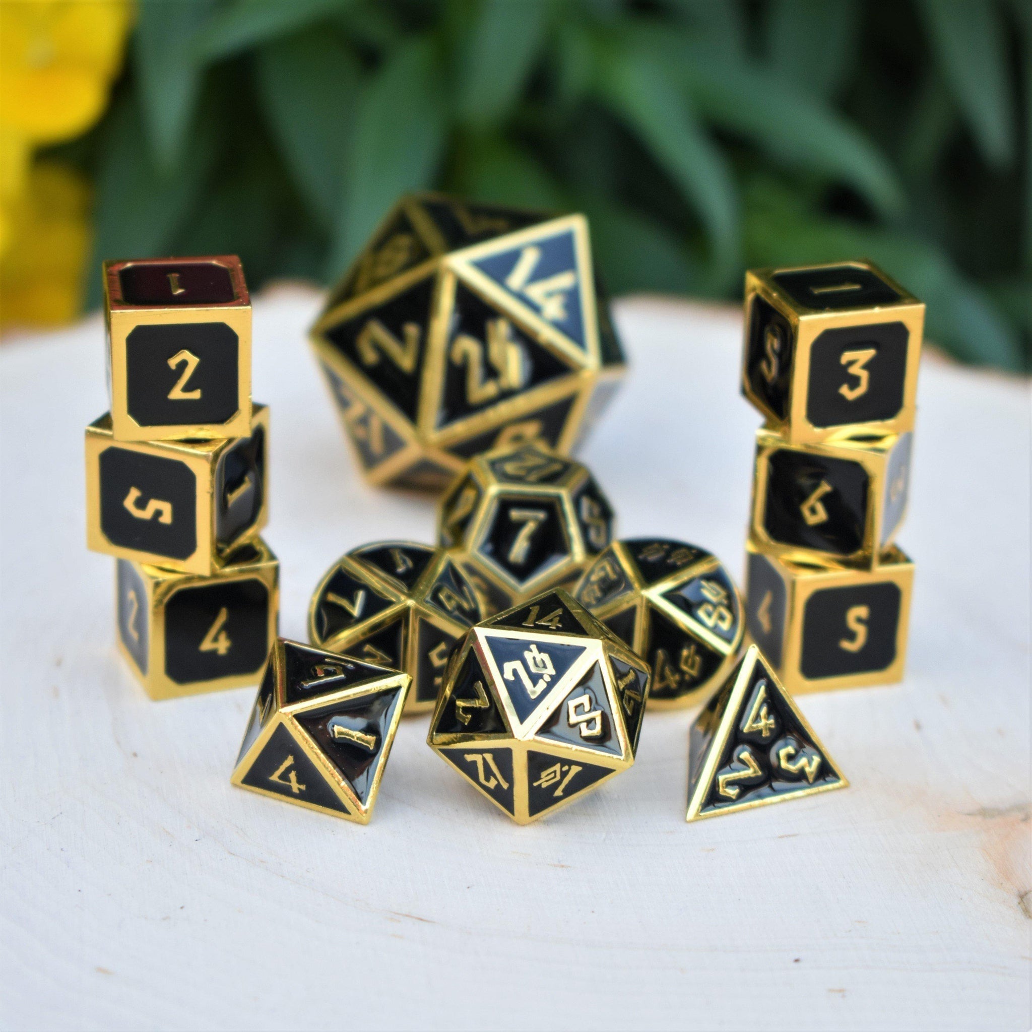 Elder Runes Gold And Shadow Metal Dice Set - Misty Mountain Gaming - 1